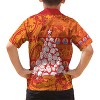 French Polynesia Christmas Family Matching Off Shoulder Maxi Dress and Hawaiian Shirt Seashell Xmas Tree Tribal Waves DT05 - Polynesian Pride