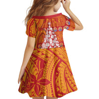 French Polynesia Christmas Family Matching Off Shoulder Short Dress and Hawaiian Shirt Seashell Xmas Tree Tribal Waves DT05 - Polynesian Pride
