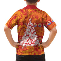 French Polynesia Christmas Family Matching Summer Maxi Dress and Hawaiian Shirt Seashell Xmas Tree Tribal Waves DT05 - Polynesian Pride