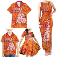 French Polynesia Christmas Family Matching Tank Maxi Dress and Hawaiian Shirt Seashell Xmas Tree Tribal Waves - Polynesian Pride