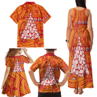 French Polynesia Christmas Family Matching Tank Maxi Dress and Hawaiian Shirt Seashell Xmas Tree Tribal Waves - Polynesian Pride