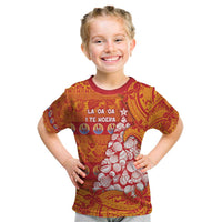 French Polynesia Christmas Kid T Shirt Seashell Xmas Tree Tribal Waves - Polynesian Pride