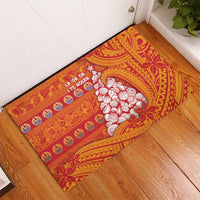 French Polynesia Christmas Rubber Doormat Seashell Xmas Tree Tribal Waves DT05 - Polynesian Pride