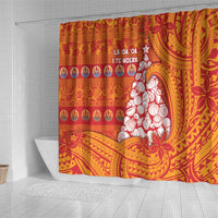 French Polynesia Christmas Shower Curtain Seashell Xmas Tree Tribal Waves DT05 - Polynesian Pride
