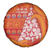 French Polynesia Christmas Spare Tire Cover Seashell Xmas Tree Tribal Waves - Polynesian Pride