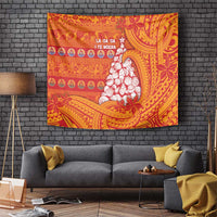 French Polynesia Christmas Tapestry Seashell Xmas Tree Tribal Waves DT05 Orange - Polynesian Pride
