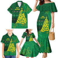 Cook Islands Christmas Family Matching Mermaid Dress and Hawaiian Shirt Seashell Xmas Tree Tribal Waves DT05 - Polynesian Pride