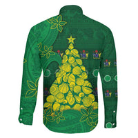 Cook Islands Christmas Family Matching Off Shoulder Short Dress and Hawaiian Shirt Seashell Xmas Tree Tribal Waves - Polynesian Pride