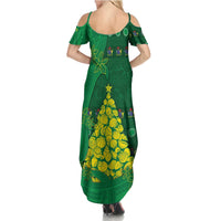 Cook Islands Christmas Family Matching Summer Maxi Dress and Hawaiian Shirt Seashell Xmas Tree Tribal Waves - Polynesian Pride