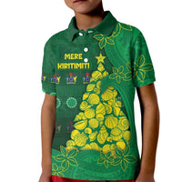 Cook Islands Christmas Kid Polo Shirt Seashell Xmas Tree Tribal Waves - Polynesian Pride