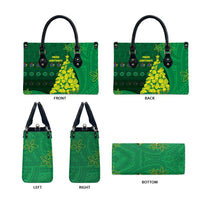 Cook Islands Christmas Leather Bag Seashell Xmas Tree Tribal Waves - Polynesian Pride
