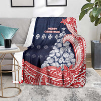 Wallis And Futuna Christmas Blanket Seashell Xmas Tree Tribal Waves - Polynesian Pride