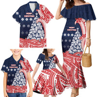 Wallis And Futuna Christmas Family Matching Mermaid Dress and Hawaiian Shirt Seashell Xmas Tree Tribal Waves DT05 - Polynesian Pride