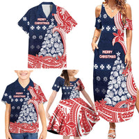 Wallis And Futuna Christmas Family Matching Summer Maxi Dress and Hawaiian Shirt Seashell Xmas Tree Tribal Waves DT05 - Polynesian Pride
