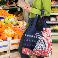 Wallis And Futuna Christmas Grocery Bag Seashell Xmas Tree Tribal Waves - Polynesian Pride