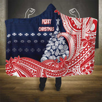 Wallis And Futuna Christmas Hooded Blanket Seashell Xmas Tree Tribal Waves - Polynesian Pride