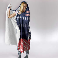 Wallis And Futuna Christmas Hooded Blanket Seashell Xmas Tree Tribal Waves - Polynesian Pride