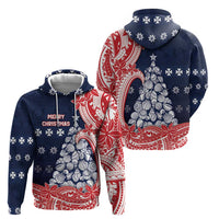 Wallis And Futuna Christmas Hoodie Seashell Xmas Tree Tribal Waves - Polynesian Pride