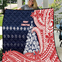 Wallis And Futuna Christmas Quilt Seashell Xmas Tree Tribal Waves - Polynesian Pride