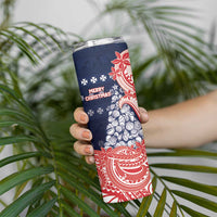 Wallis And Futuna Christmas Skinny Tumbler Seashell Xmas Tree Tribal Waves - Polynesian Pride