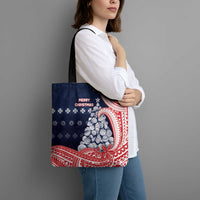 Wallis And Futuna Christmas Tote Bag Seashell Xmas Tree Tribal Waves - Polynesian Pride