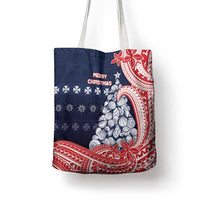 Wallis And Futuna Christmas Tote Bag Seashell Xmas Tree Tribal Waves - Polynesian Pride