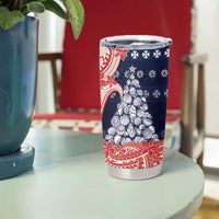 Wallis And Futuna Christmas Tumbler Cup Seashell Xmas Tree Tribal Waves - Polynesian Pride