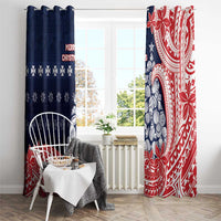 Wallis And Futuna Christmas Window Curtain Seashell Xmas Tree Tribal Waves - Polynesian Pride