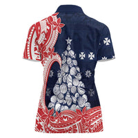 Wallis And Futuna Christmas Women Polo Shirt Seashell Xmas Tree Tribal Waves DT05 - Polynesian Pride