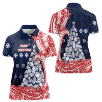 Wallis And Futuna Christmas Women Polo Shirt Seashell Xmas Tree Tribal Waves DT05 - Polynesian Pride