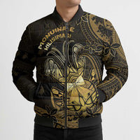 Niue Christmas Bomber Puffer Jacket Niuean Crab Xmas Tribal Waves - Polynesian Pride