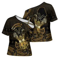 Niue Christmas Cross Shoulder Shirt Niuean Crab Xmas Tribal Waves - Polynesian Pride
