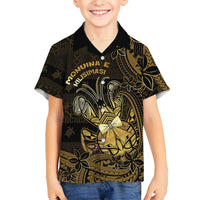 Niue Christmas Family Matching Mermaid Dress and Hawaiian Shirt Niuean Crab Xmas Tribal Waves DT05 Son's Shirt Gold - Polynesian Pride