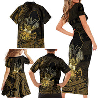Niue Christmas Family Matching Short Sleeve Bodycon Dress and Hawaiian Shirt Niuean Crab Xmas Tribal Waves DT05 - Polynesian Pride