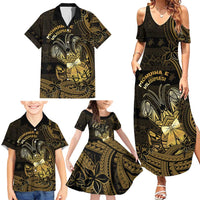 Niue Christmas Family Matching Summer Maxi Dress and Hawaiian Shirt Niuean Crab Xmas Tribal Waves - Polynesian Pride