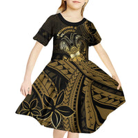 Niue Christmas Kid Short Sleeve Dress Niuean Crab Xmas Tribal Waves DT05 - Polynesian Pride