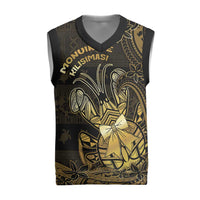 Niue Christmas Knitted V-Neck Vest Niuean Crab Xmas Tribal Waves - Polynesian Pride