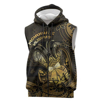 Niue Christmas Sleeveless Zip Hoodie Niuean Crab Xmas Tribal Waves DT05 Gold - Polynesian Pride