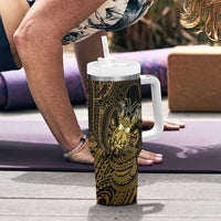 Niue Christmas Tumbler With Handle Niuean Crab Xmas Tribal Waves - Polynesian Pride
