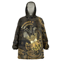 Niue Christmas Wearable Blanket Hoodie Niuean Crab Xmas Tribal Waves - Polynesian Pride