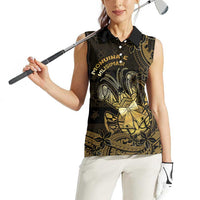Niue Christmas Women Sleeveless Polo Shirt Niuean Crab Xmas Tribal Waves - Polynesian Pride