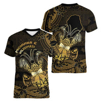 Niue Christmas Women V-Neck T-Shirt Niuean Crab Xmas Tribal Waves DT05 - Polynesian Pride