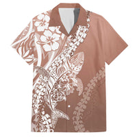 Hawaii Puakenikeni And Maile Lei Family Matching Off The Shoulder Long Sleeve Dress and Hawaiian Shirt Brown Polynesian Shark Tattoo DT05