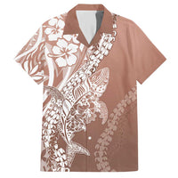 Hawaii Puakenikeni And Maile Lei Family Matching Short Sleeve Bodycon Dress and Hawaiian Shirt Brown Polynesian Shark Tattoo DT05