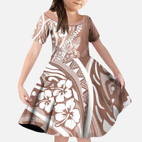 Hawaii Puakenikeni And Maile Lei Family Matching Tank Maxi Dress and Hawaiian Shirt Brown Polynesian Shark Tattoo DT05