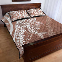 Hawaii Puakenikeni And Maile Lei Quilt Bed Set Brown Polynesian Shark Tattoo DT05
