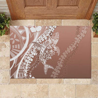 Hawaii Puakenikeni And Maile Lei Rubber Doormat Brown Polynesian Shark Tattoo DT05