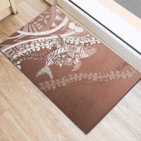 Hawaii Puakenikeni And Maile Lei Rubber Doormat Brown Polynesian Shark Tattoo DT05