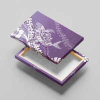 Hawaii Puakenikeni And Maile Lei Canvas Wall Art Violet Polynesian Shark Tattoo DT05