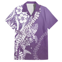 Hawaii Puakenikeni And Maile Lei Family Matching Off Shoulder Maxi Dress and Hawaiian Shirt Violet Polynesian Shark Tattoo DT05